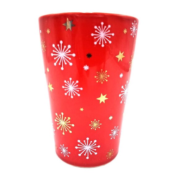 Davids Tea The Perfect Mug Hedgehog Winter Snowflakes and Stars Red 12 oz Cup - Picture 2 of 7